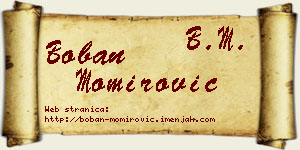 Boban Momirović vizit kartica
